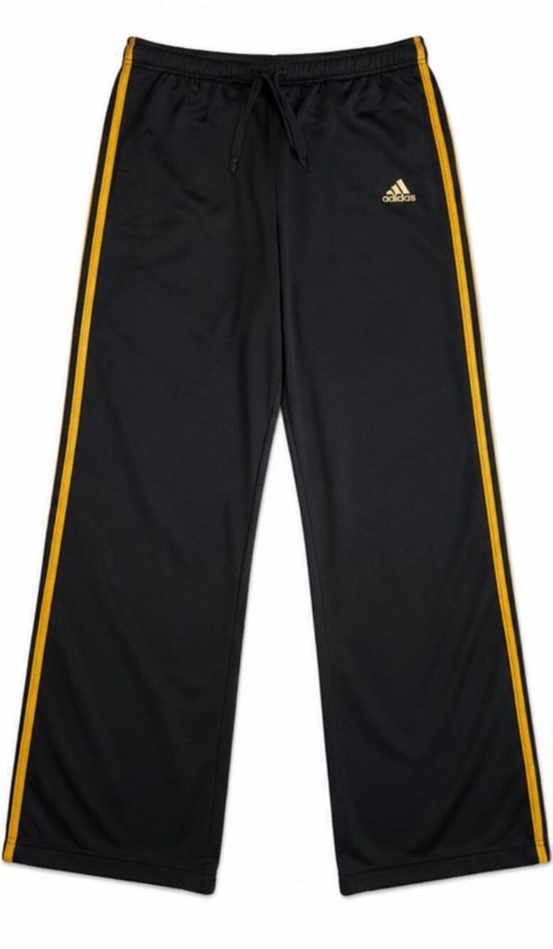 Adidas Men’s Black Track Pants Gold Side Stripe Drawstring Athletic Size M